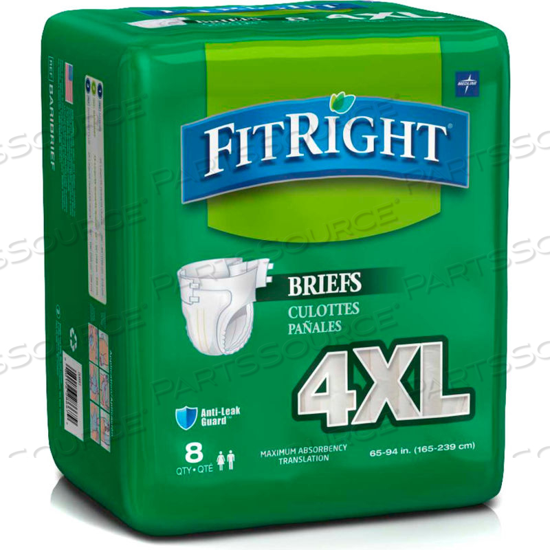 FITRIGHT CLOTH-LIKE BARIATRIC BRIEFS FOR WAIST SIZE 65"-94", BEIGE, 8/BAG by Medline Industries, Inc. FITRIGHT CLOTH-LIKE BARIATRIC BRIEFS FOR WAIST SIZE 65"-94", BEIGE, 8/BAG by Medline Industries, Inc.