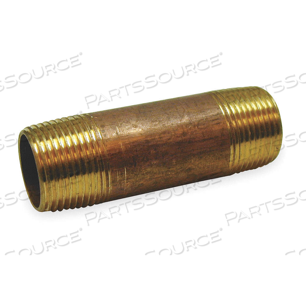 NIPPLE, RED BRASS, 1/4 IN NOMINAL PIPE SIZE, 1 1/2 IN OVERALL LG, THREADED ON BOTH ENDS, SCHEDULE 40 by Approved Vendor
