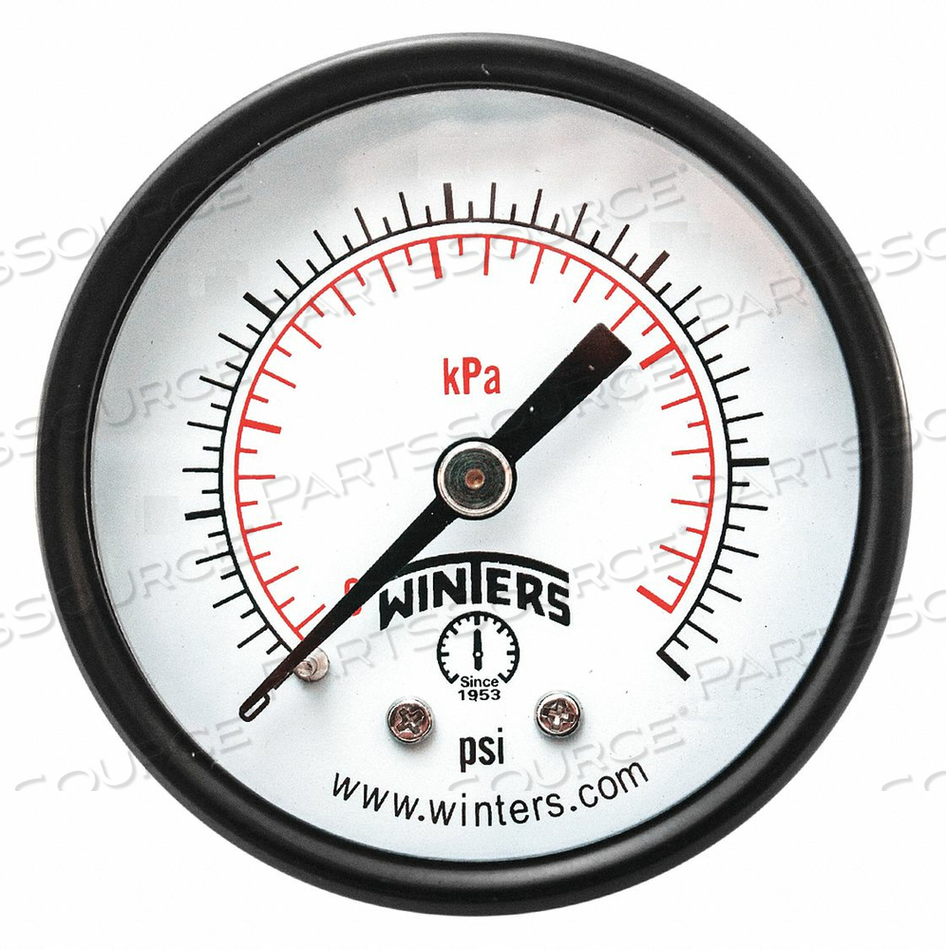 PRESSURE GAUGE 2 DIAL SIZE BLACK by Winters Instruments PRESSURE GAUGE 2 DIAL SIZE BLACK by Winters Instruments