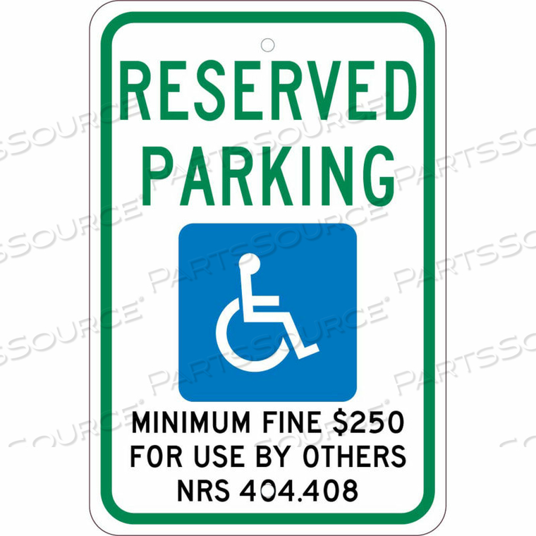 NMC TRAFFIC SIGN, RESERVED PARKING NEVADA, 18" X 12", WHITE by National Marker Company