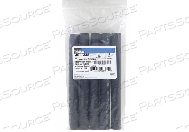 SHRINK TUBING 0.75IN ID BLACK 9IN PK5 by Ideal Industries Inc.