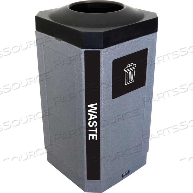 INDOOR OCTO CONTAINER - WASTE, 32 GALLON - GRAYSTONE/BLACK by Busch Systems International Inc