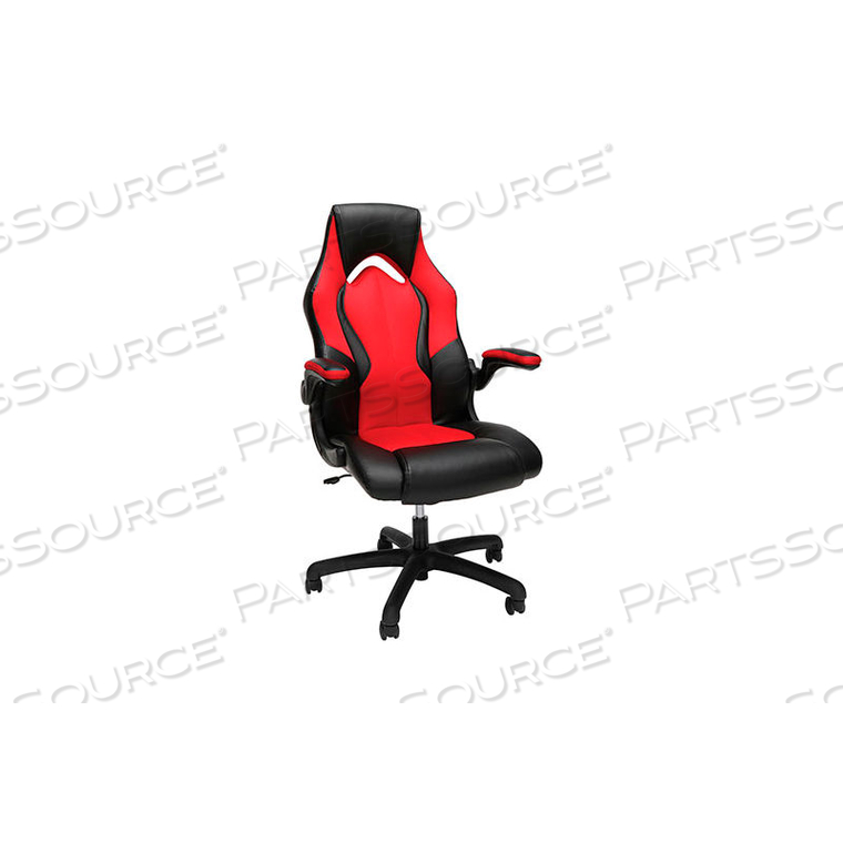 ESSENTIALS COLLECTION HIGH-BACK RACING STYLE BONDED LEATHER GAMING CHAIR, IN RED () 
