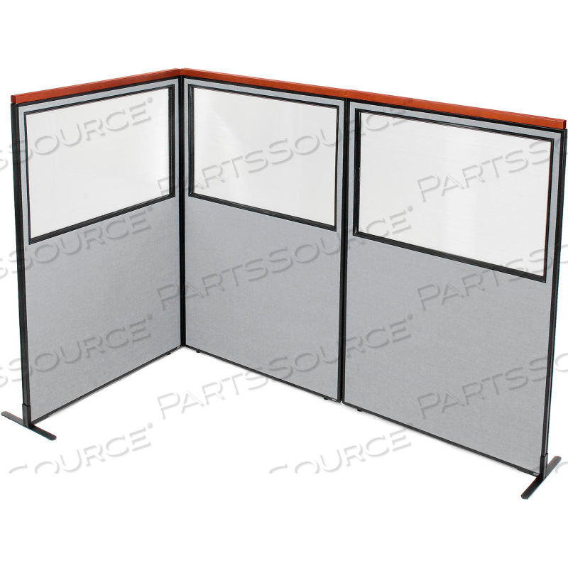 INTERION DELUXE FREESTANDING 3-PANEL CORNER DIVIDER W/PARTIAL WINDOW 48-1/4"W X 73-1/2"H GRAY by Approved Vendor