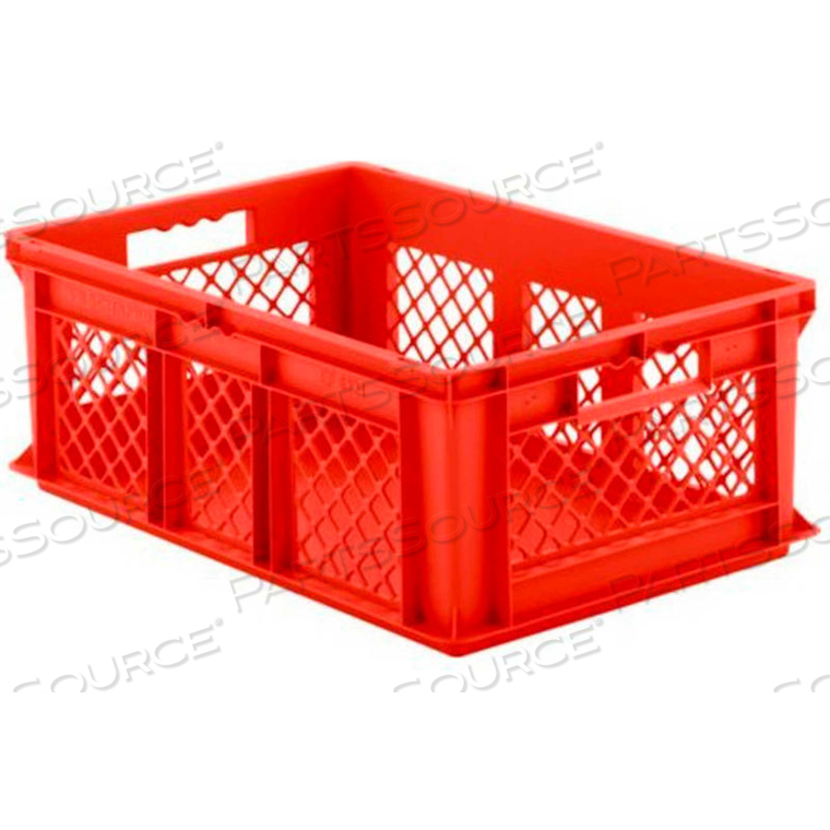 EURO-FIX SOLID BASE/MESH SIDES CONTAINER EF6221 - 24" X 16" X 8", RED 