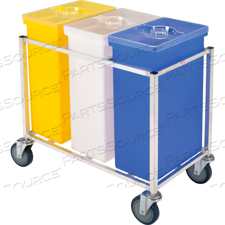 TRIPLE INGREDIENT BIN CART, ALUMINUM CART W/3 POLYETHYLENE BINS by Winholt TRIPLE INGREDIENT BIN CART, ALUMINUM CART W/3 POLYETHYLENE BINS by Winholt