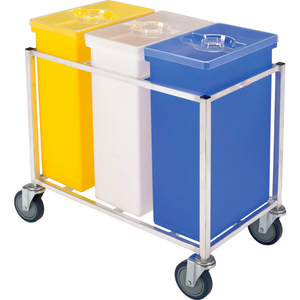 TRIPLE INGREDIENT BIN CART, ALUMINUM CART W/3 POLYETHYLENE BINS by Winholt