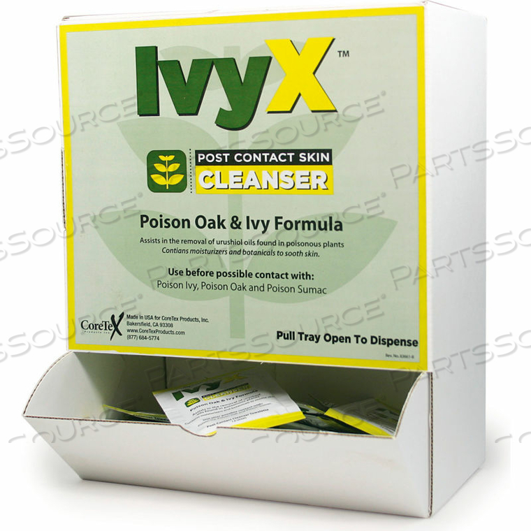 IVY X POST-CONTACT CLEANSER, POSION OAK & IVY LOTION, WALLMOUNT, 50 PACKETS by Coretex Products