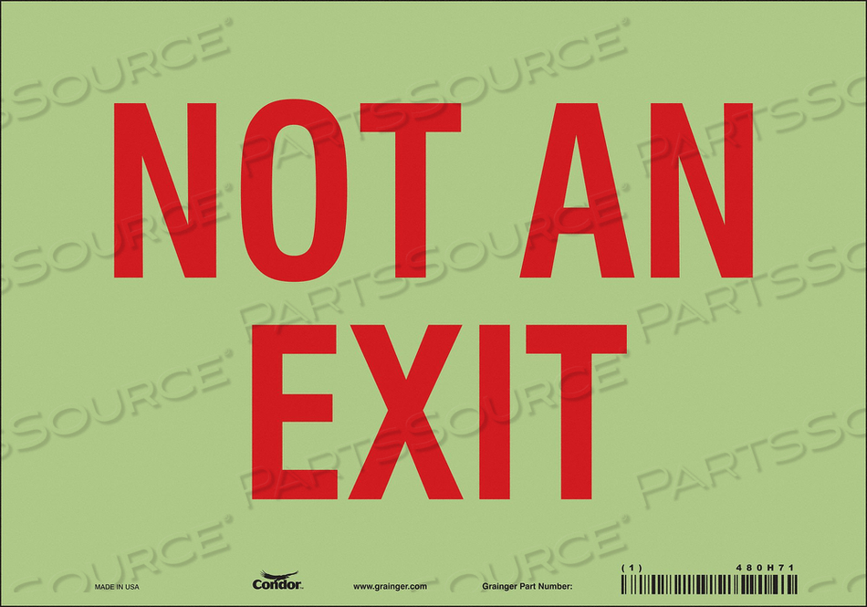 SAFETY SIGN, VERTICAL RECTANGLE, NUMBER OF PRINTED SIDES 1, ENGLISH, SIGN LEGEND NOT AN EXIT, SIGN LEGEND BACKGROUND COLOR WHITE, SIGN LEGEN by Condor SAFETY SIGN, VERTICAL RECTANGLE, NUMBER OF PRINTED SIDES 1, ENGLISH, SIGN LEGEND NOT AN EXIT, SIGN LEGEND BACKGROUND COLOR WHITE, SIGN LEGEN by Condor