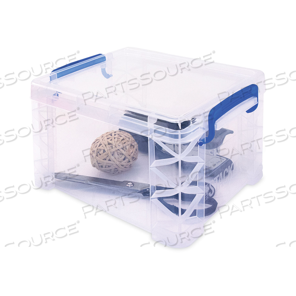 SUPER STACKER LIFT-OFF LID STORAGE TOTE, 7.25" X 10.88" X 6.38", TRANSPARENT/BLUE by Advantus