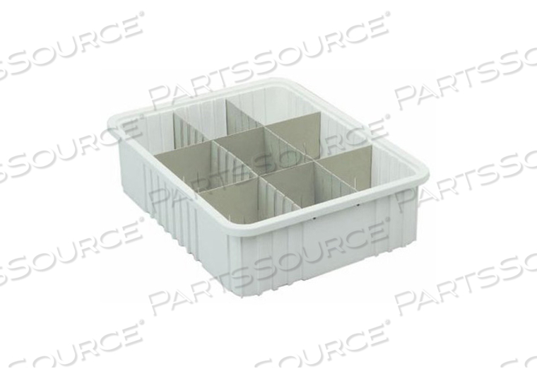 PORTABLE UTILITY TOTE DIVIDER BOX, POLYPROPYLENE, WHITE, 17-1/2 IN X 6 IN X 22-1/2 IN, MEETS NSF by Intermetro Industries (Emerson) PORTABLE UTILITY TOTE DIVIDER BOX, POLYPROPYLENE, WHITE, 17-1/2 IN X 6 IN X 22-1/2 IN, MEETS NSF by Intermetro Industries (Emerson)