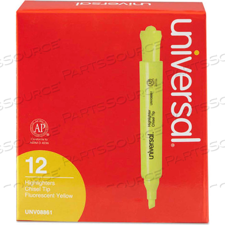 DESK HIGHLIGHTER, CHISEL TIP, POCKET CLIP, FLUORESCENT YELLOW, DOZEN by Universal Products DESK HIGHLIGHTER, CHISEL TIP, POCKET CLIP, FLUORESCENT YELLOW, DOZEN by Universal Products