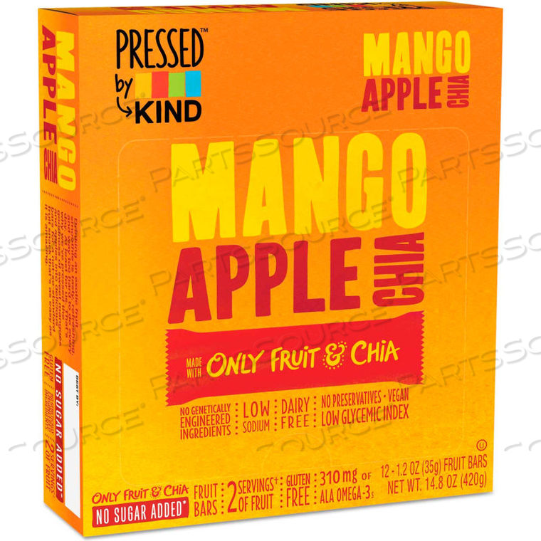 PRESSED BY BARS, MANGO APPLE CHIA, 1.2 OZ. BAR, 12/BOX 