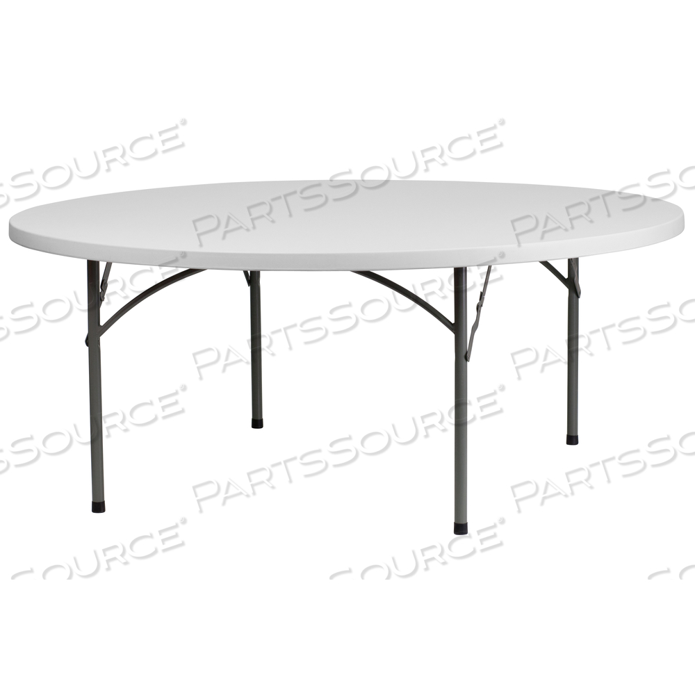 KATHRYN 6-FOOT ROUND GRANITE WHITE PLASTIC FOLDING TABLE by Flash Furniture