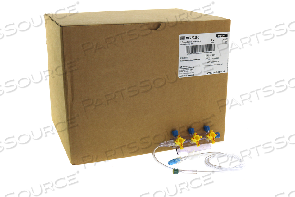 3 GANG HI-FLO STOPCOCK ANESTHESIA SET 25/CA by Smiths Medical