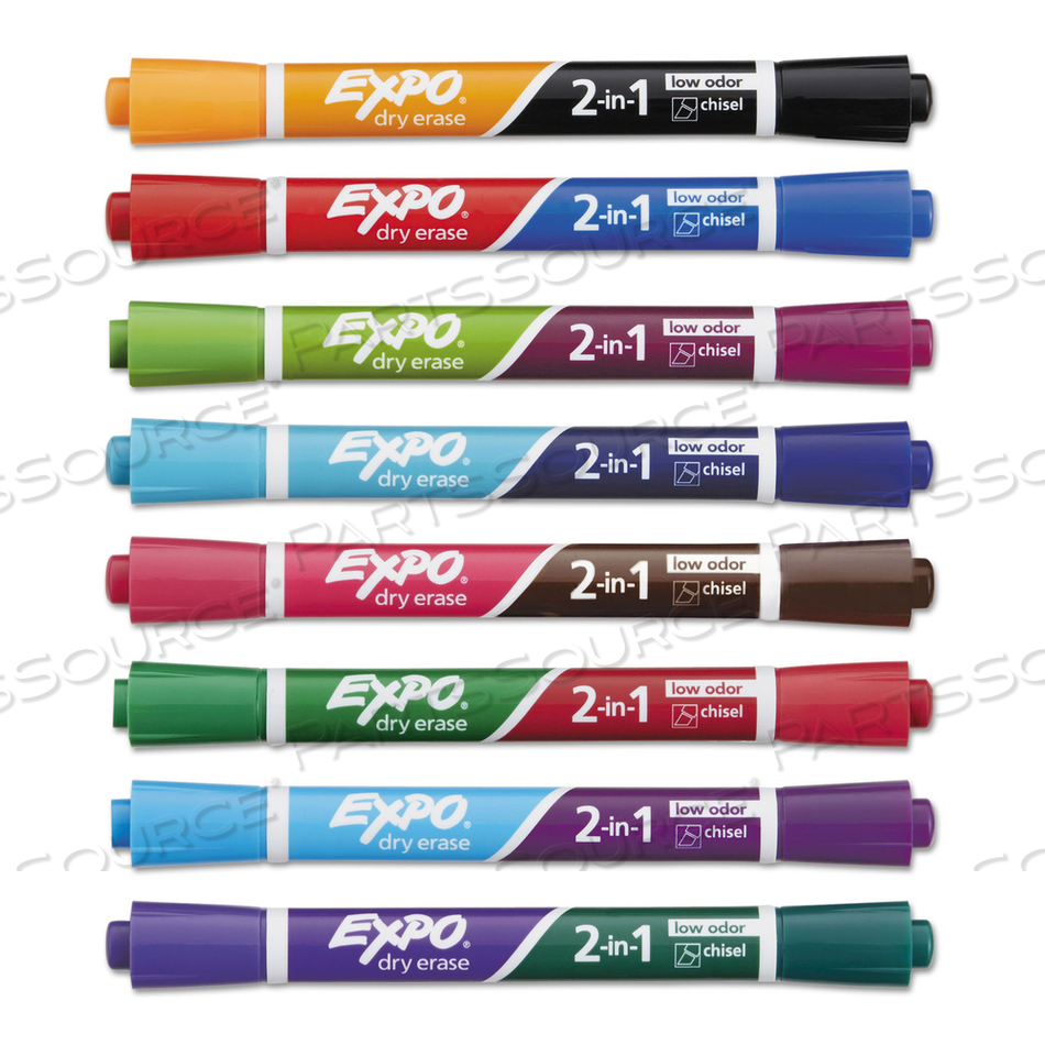 2-IN-1 DRY ERASE MARKERS, FINE/BROAD CHISEL TIPS, ASSORTED COLORS by Expo