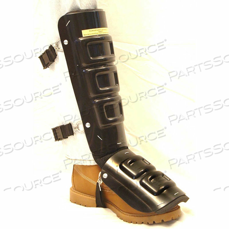 SHIN-INSTEP GUARDS, ELASTIC STRAPS, POLYETHYLENE PLASTIC, BLACK, 10"L X 5"W, 1 PAIR by Ellwood Safety Appliance Co, Inc. SHIN-INSTEP GUARDS, ELASTIC STRAPS, POLYETHYLENE PLASTIC, BLACK, 10"L X 5"W, 1 PAIR by Ellwood Safety Appliance Co, Inc.