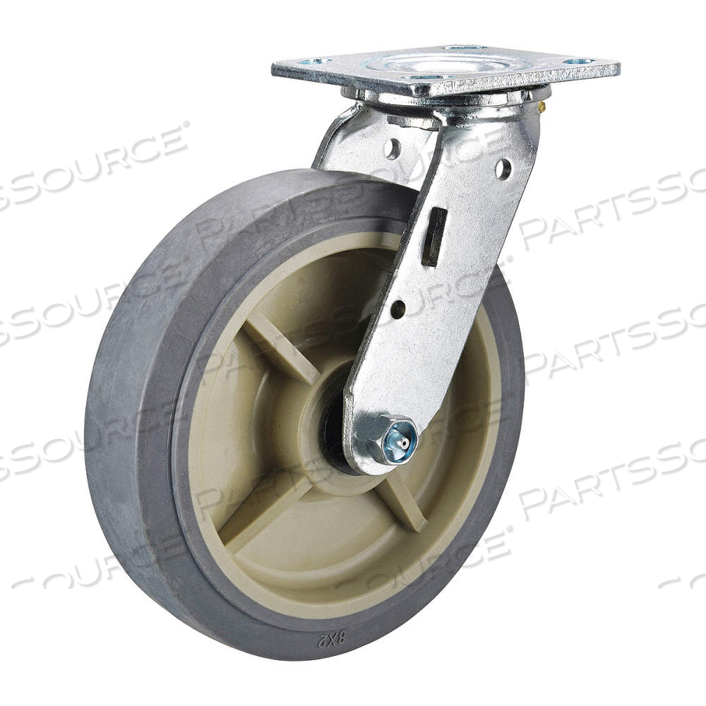 STANDARD PLATE CASTER, 8 IN WHEEL DIA., 600 LB, 9 1/2 IN MOUNTING HT, SWIVEL CASTER by Approved Vendor STANDARD PLATE CASTER, 8 IN WHEEL DIA., 600 LB, 9 1/2 IN MOUNTING HT, SWIVEL CASTER by Approved Vendor