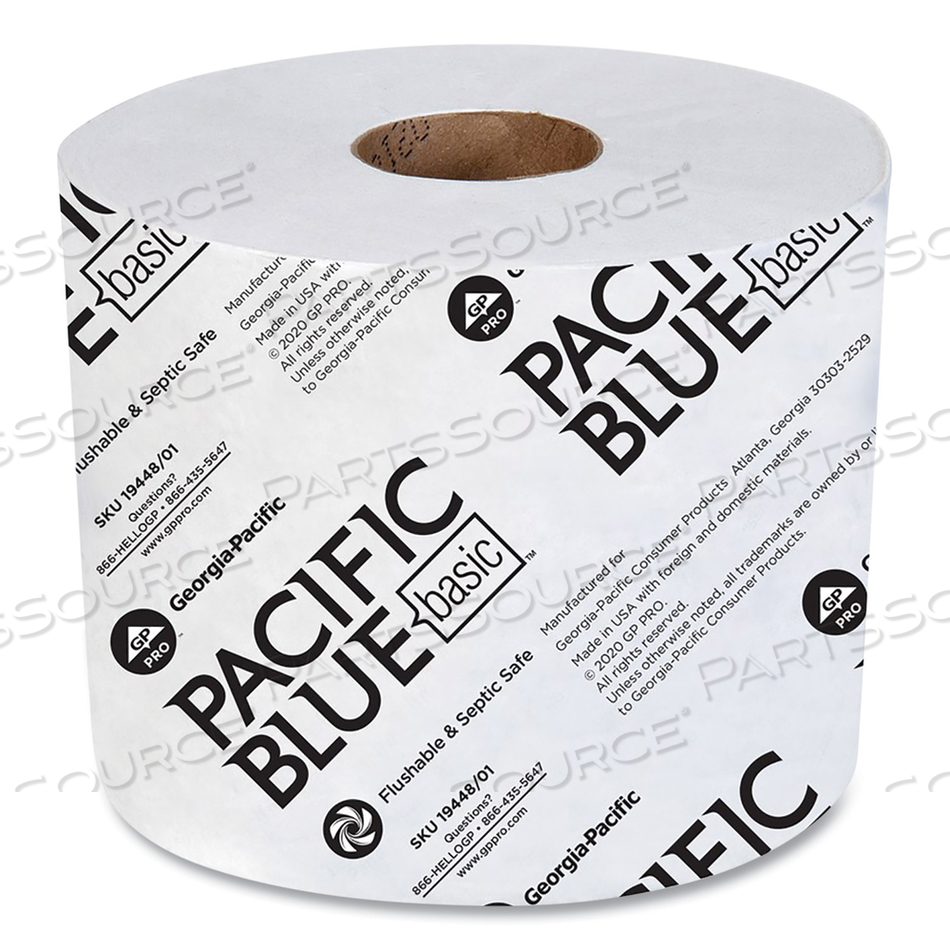 PACIFIC BLUE BASIC HIGH-CAPACITY BATHROOM TISSUE, SEPTIC SAFE, 2-PLY, WHITE, 1,000 SHEETS/ROLL by Georgia-Pacific