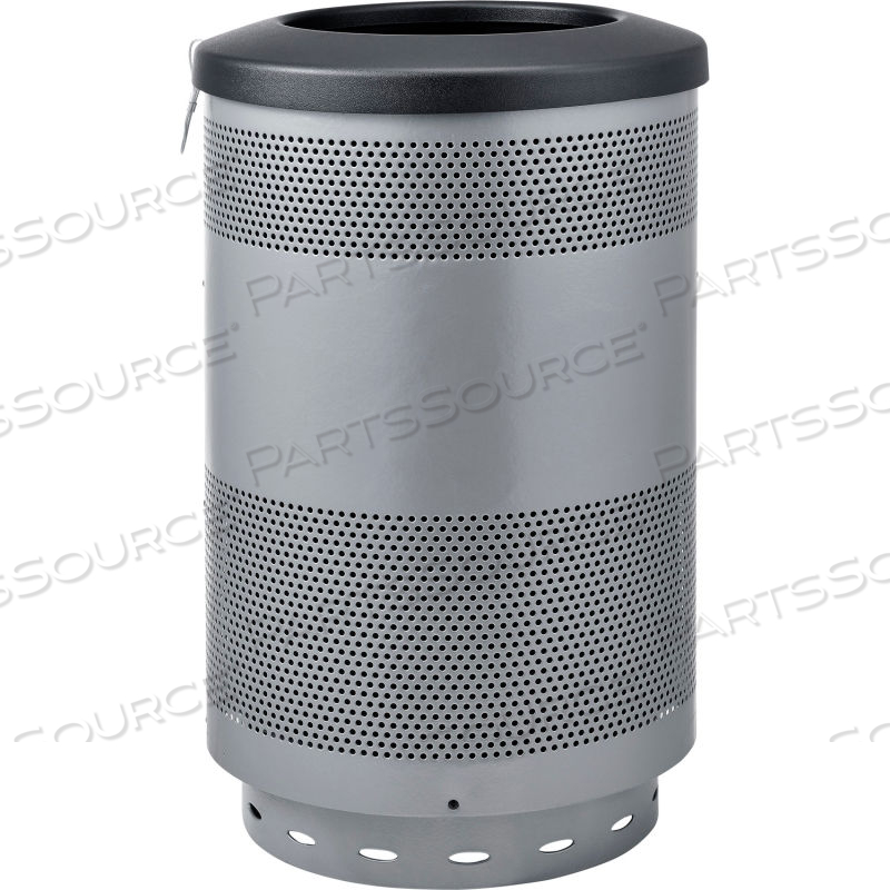 55 GALLON PERFORATED STEEL RECEPTACLE W/ FLAT LID - GRAY by Approved Vendor