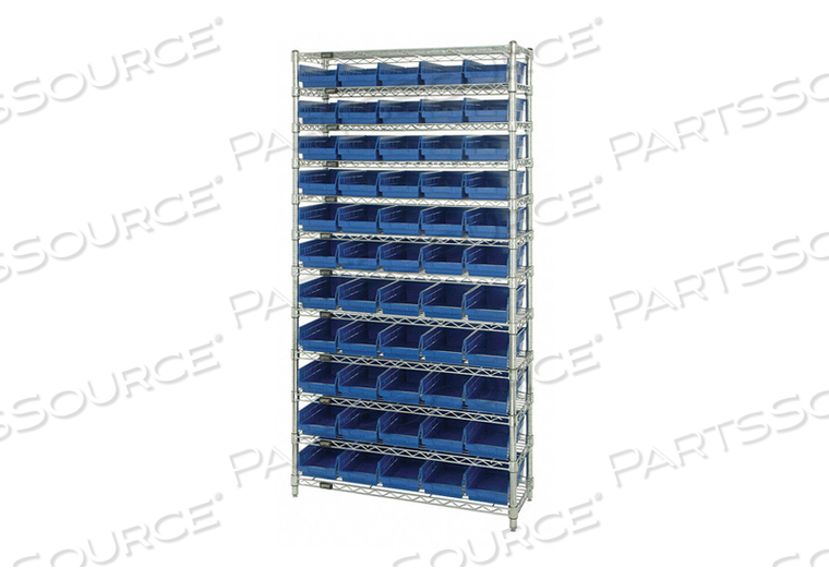 G7062 BIN SHELVING 74 OVERALL H 55 BINS BLUE by Quantum Storage Systems G7062 BIN SHELVING 74 OVERALL H 55 BINS BLUE by Quantum Storage Systems