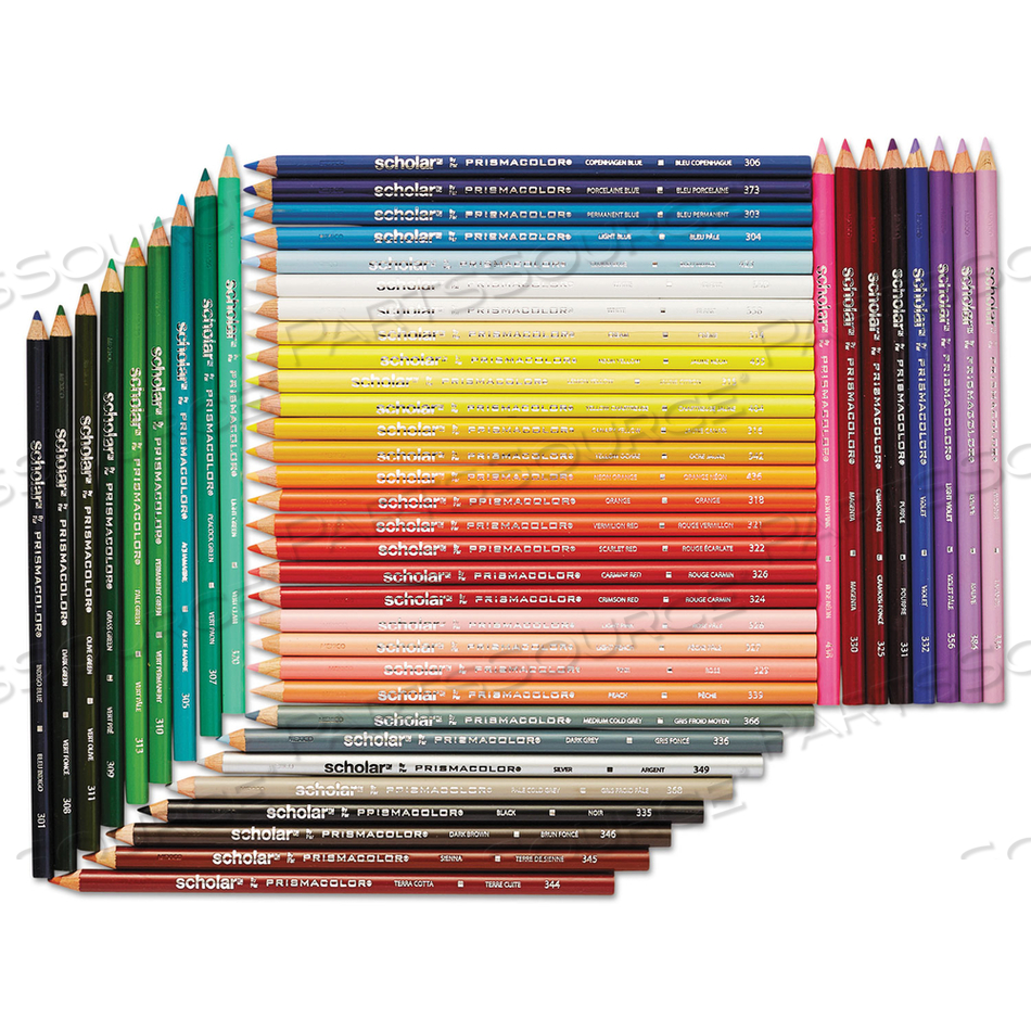 SCHOLAR COLORED PENCIL SET, 3 MM, HB (#2.5), ASSORTED LEAD/BARREL COLORS, 48/PACK 