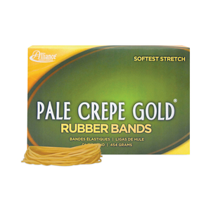 PALE CREPE GOLD RUBBER BANDS, SIZE 19, 0.04" GAUGE, GOLDEN CREPE, 1 LB BOX, 1,890/BOX by Alliance Rubber Company