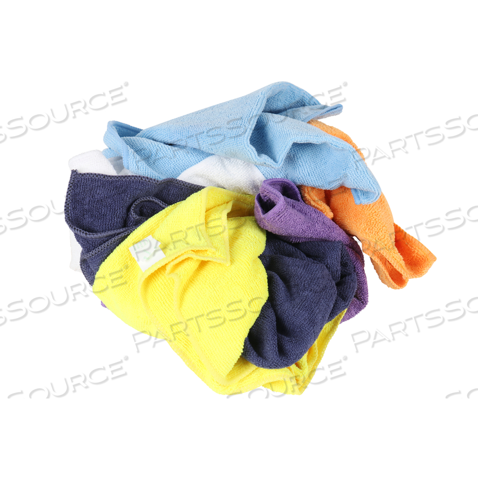 BAG OF 50 ASSORTED MICROFIBER RAGS 12 X 12 by Monarch Brands Inc.