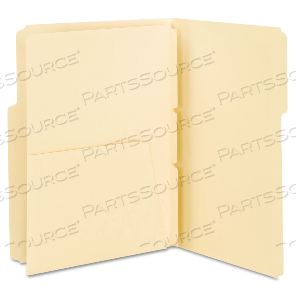 SELF-ADHESIVE FOLDER DIVIDERS WITH 5.5" POCKETS FOR TOP/END TAB FOLDERS, 1 FASTENER, LETTER SIZE, MANILA by Smead