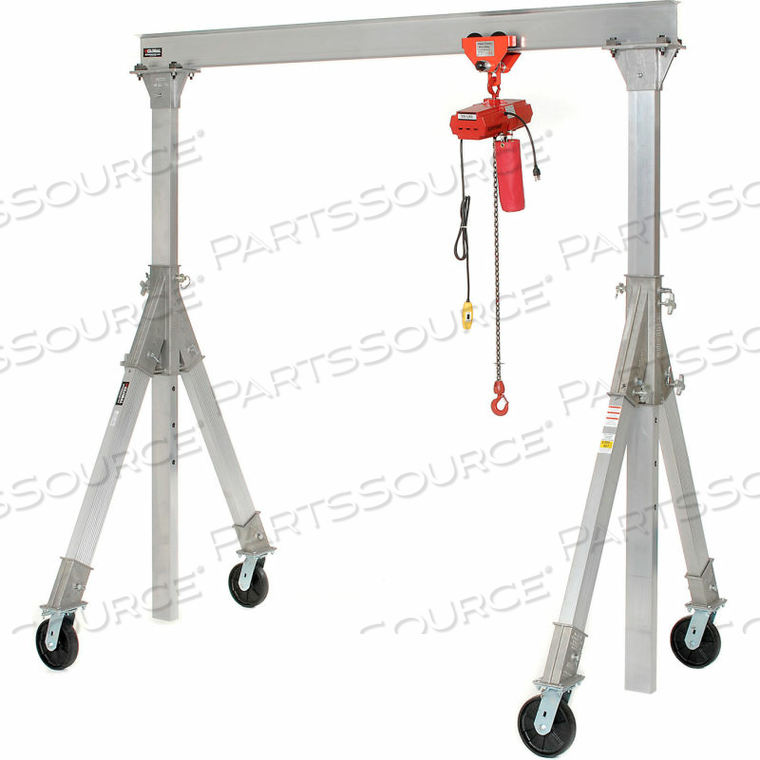 ADJUSTABLE HEIGHT ALUMINUM GANTRY CRANE 12'W X 9'6"-12'H, 4,000 LB. CAPACITY by Vestil Manufacturing Corp.