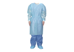 PROTECTIVE PROCEDURE GOWN, ONE SIZE FITS MOST, BLUE, NONSTERILE, DISPOSABLE (100/CS) by Cypress