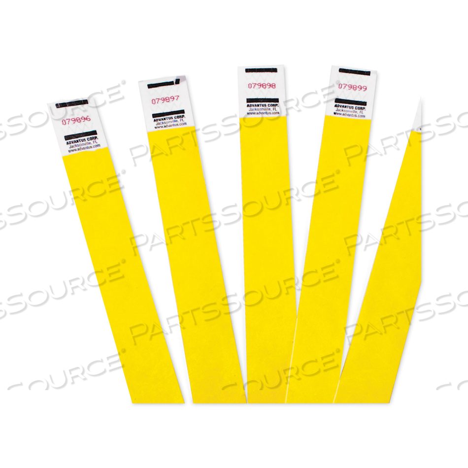 CROWD MANAGEMENT WRISTBANDS, SEQUENTIALLY NUMBERED, 9.75" X 0.75", YELLOW by Advantus CROWD MANAGEMENT WRISTBANDS, SEQUENTIALLY NUMBERED, 9.75" X 0.75", YELLOW by Advantus
