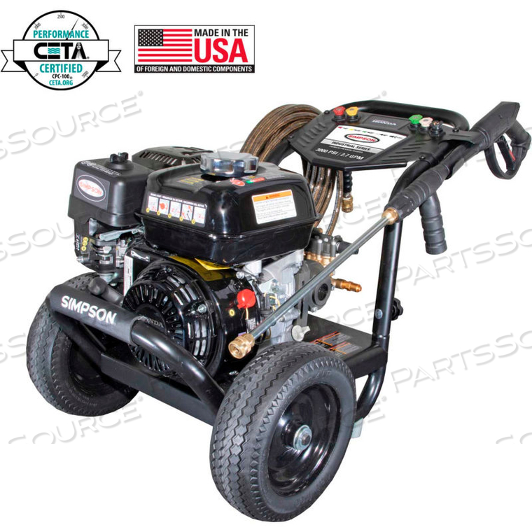 SIMPSON INDUSTRIAL 2700PSI 196CC 2.7GPM GAS PRESSURE WASHER W/ HONDA GX200 ENGINE AAA PUMP 