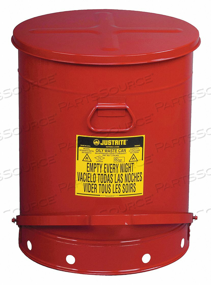 21 GALLON OILY WASTE CAN, RED by Justrite