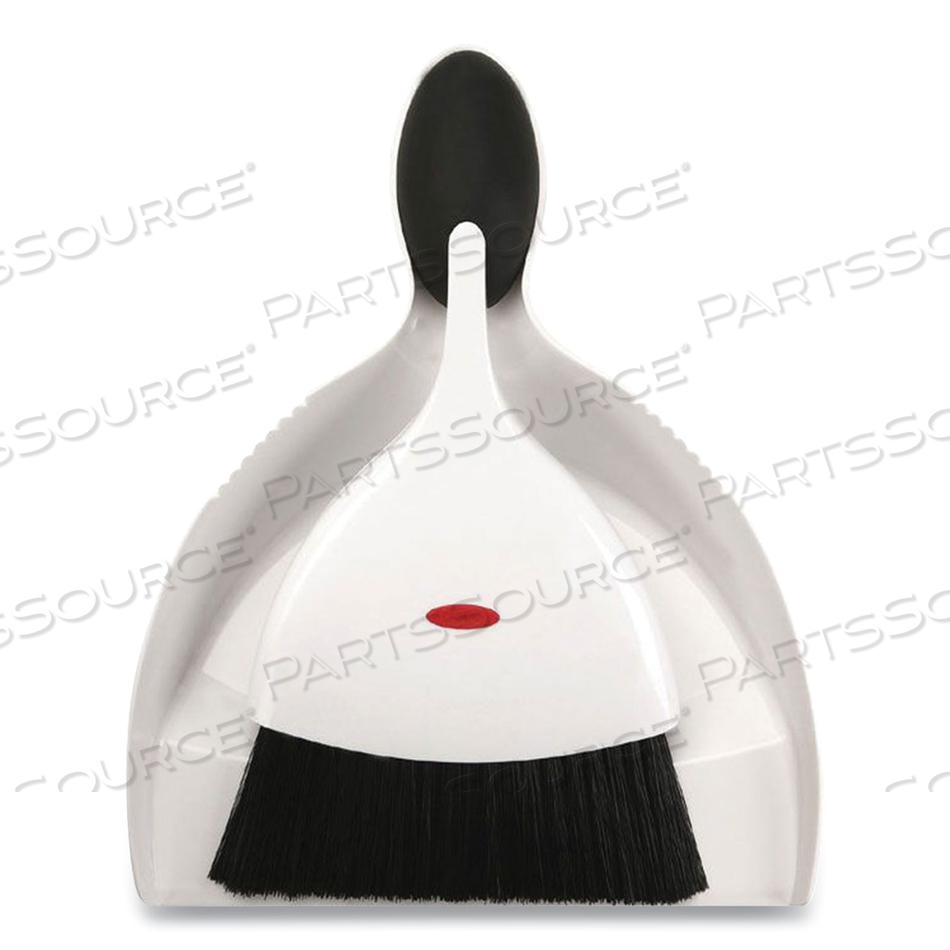 GOOD GRIPS DUST PAN AND BRUSH, 12 X 9, 2" HANDLE, PLASTIC, WHITE by OXO GOOD GRIPS DUST PAN AND BRUSH, 12 X 9, 2" HANDLE, PLASTIC, WHITE by OXO