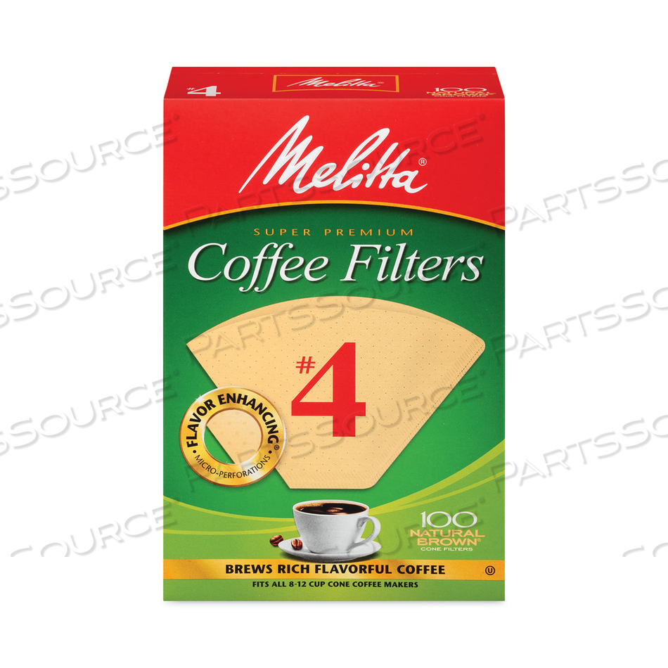 MELITTA COFFEE FILTERS, #4,  8 TO 12 CUP SIZE, CONE STYLE, 100 FILTERS/PACK, 3/PACK 