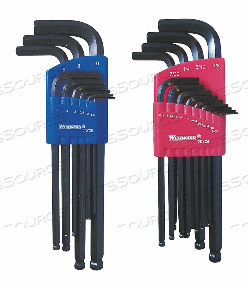 HEX KEY SET, TIP SIZE 0.05 IN, 1.5 MM, 1/16 IN, 1/4 IN, 1/8 IN, 10 MM, 2 MM, 2.5 MM, 3 MM, 3/16 IN, 3/32 IN, 3/8 IN, 4 MM, 5 MM, 5/16 IN, 5/ by Westward