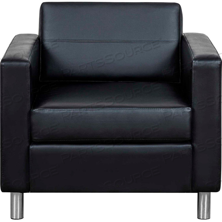 INTERION ANTIMICROBIAL UPHOLSTERED LEATHER CLUB CHAIR, BLACK by Global Seating Solutions LLC