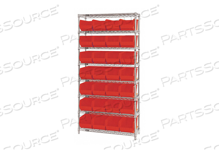 G7066 BIN SHELVING 74 OVERALL H 28 BINS RED by Quantum Storage Systems G7066 BIN SHELVING 74 OVERALL H 28 BINS RED by Quantum Storage Systems