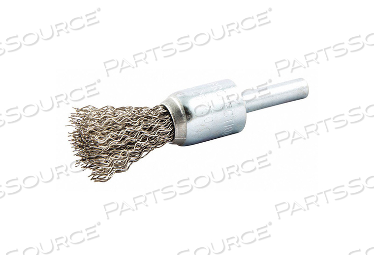 END BRUSH, CRIMPED STAINLESS STEEL, 1/2 IN DIA, 0.014 IN FILL DIA, 1/4 IN SHANK by Norton | Saint-Gobain Abrasives