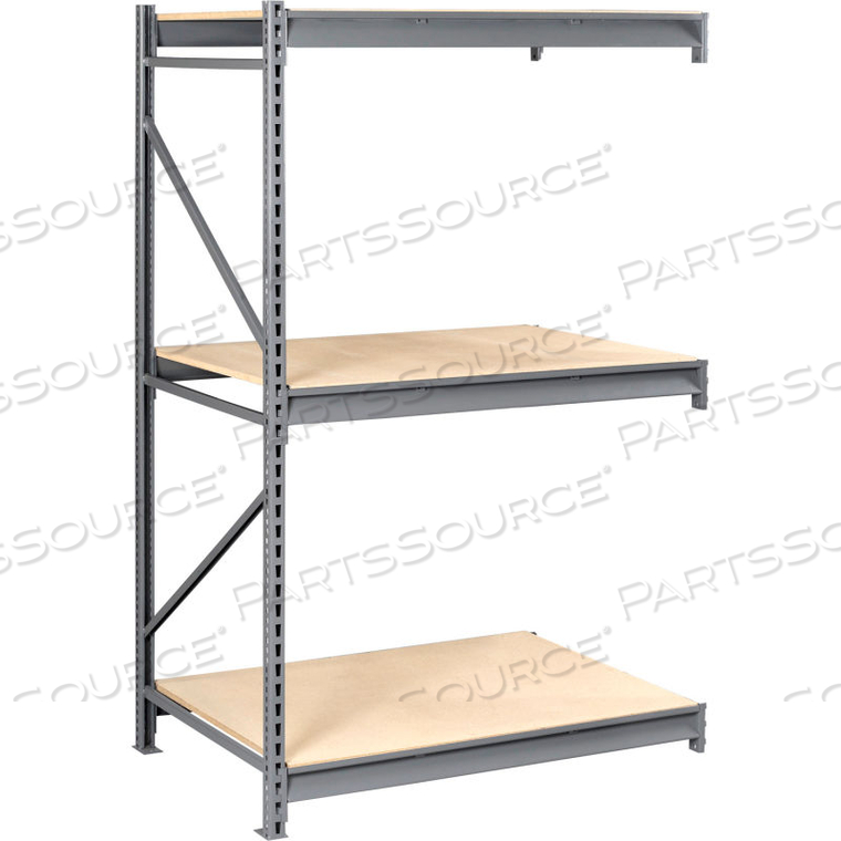 BULK STORAGE RACK - 96"W X 36"D X 72"H - ADD-ON - 3 SHELF LEVELS - WOOD DECK - MEDIUM GRAY by Tennsco Corp.