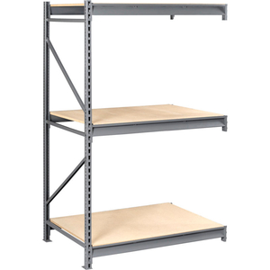 BULK STORAGE RACK - 96"W X 36"D X 72"H - ADD-ON - 3 SHELF LEVELS - WOOD DECK - MEDIUM GRAY by Tennsco Corp.