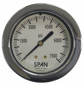 PRESSURE GAUGE 0 TO 7500 PSI 2-1/2 DIAL by Thuemling Instrument Group