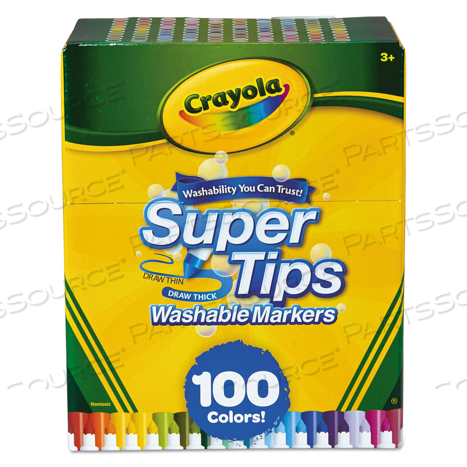SUPER TIPS WASHABLE MARKERS, FINE/BROAD BULLET TIPS, ASSORTED COLORS by Crayola