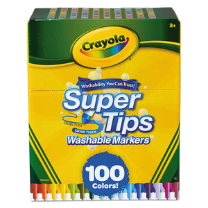 SUPER TIPS WASHABLE MARKERS, FINE/BROAD BULLET TIPS, ASSORTED COLORS, 100/SET by Crayola