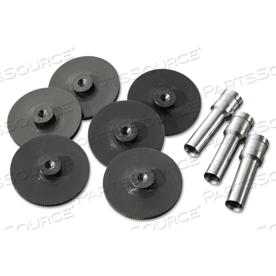 REPLACEMENT HEAD PUNCH SET, THREE HEADS/FIVE DISCS, 9/32 DIAMETER HOLE, GRAY 