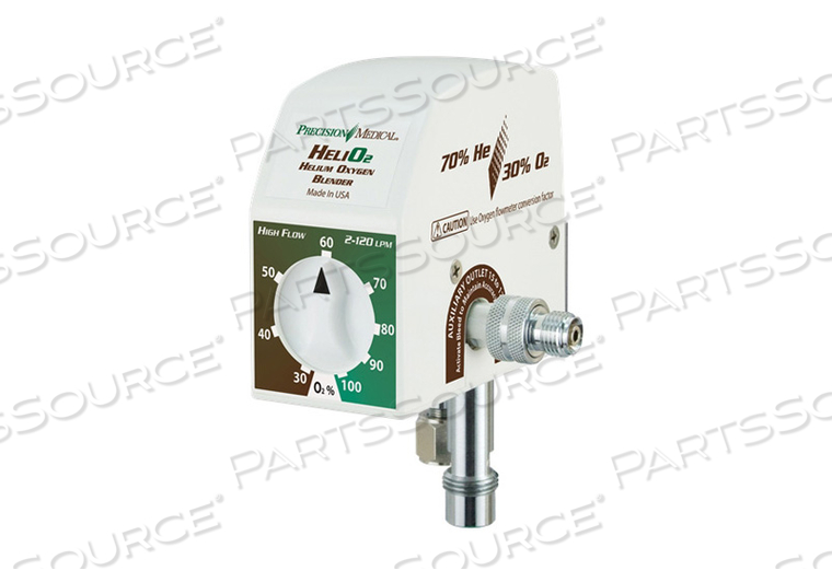 HE/O2 LOW FLOW BLENDER, ABS, 15 TO 40 DEG C, 3 TO 30 LPM PRIMARY OUTLET, 0 TO 30 LPM AUXILIARY OUTLET FLOW, +/-3%, 4.92 IN DP, 2.25 IN X 4.1 by Precision Medical, Inc.