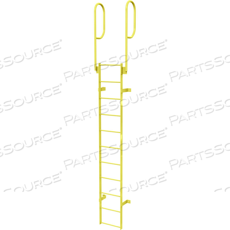 11 STEP STEEL WALK THROUGH WITH HANDRAILS FIXED ACCESS LADDER, YELLOW by Tri-Arc