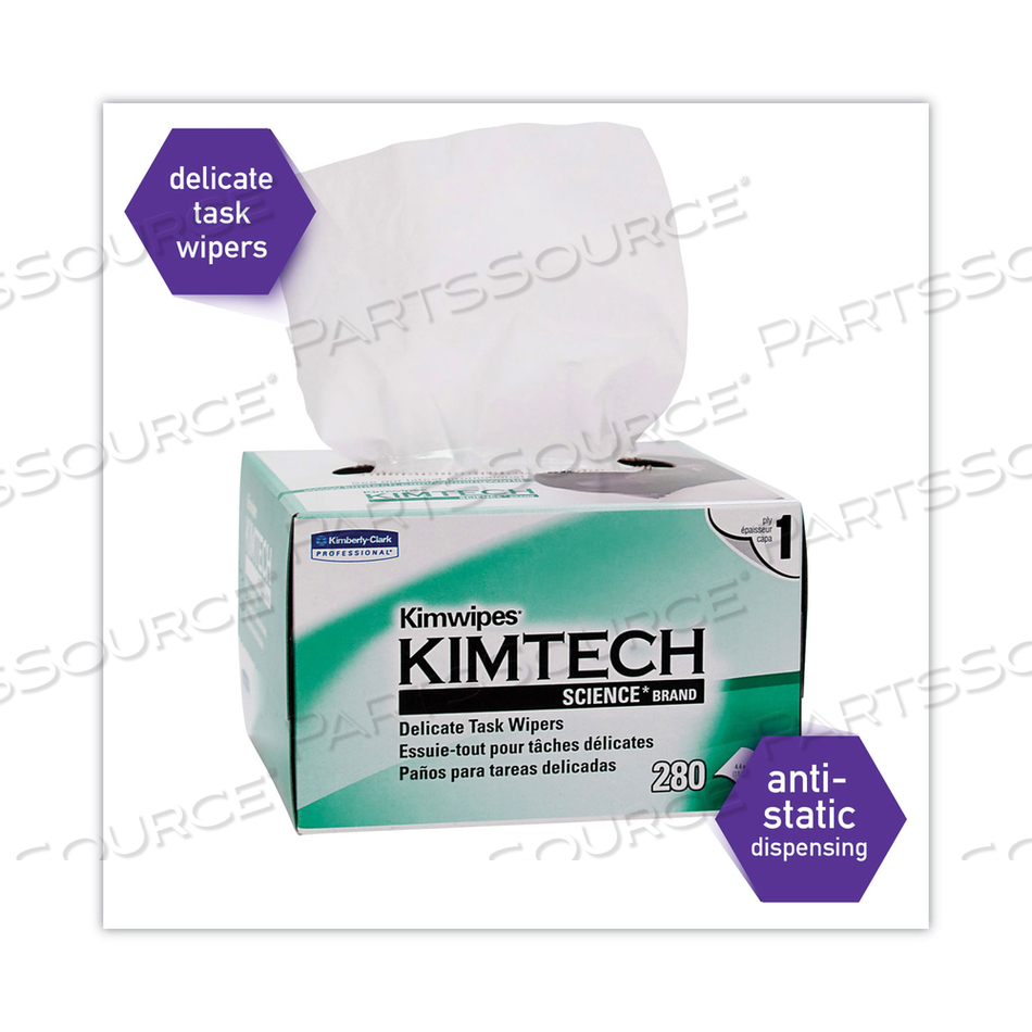 KIMWIPES, DELICATE TASK WIPERS, 1-PLY, 4.4 X 8.4 by Kimtech