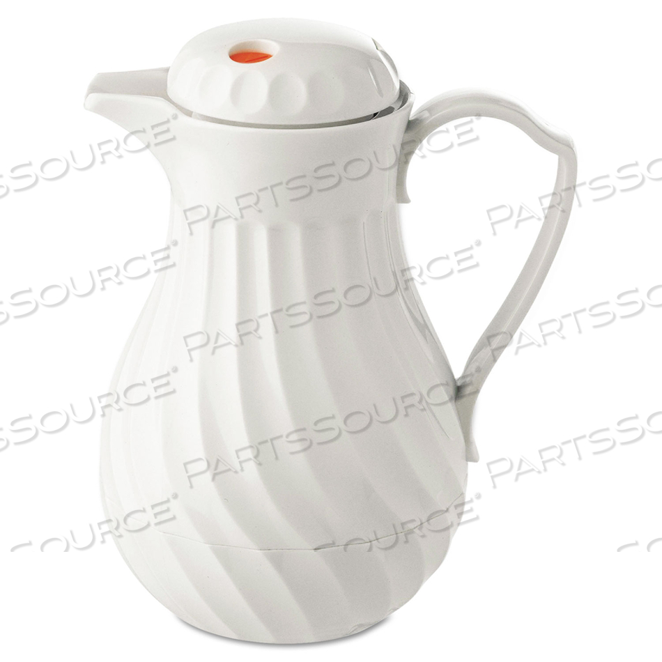 POLY LINED CARAFE, SWIRL DESIGN, 40 OZ, WHITE 